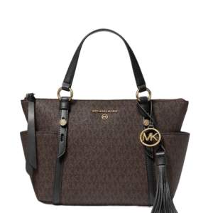 Sullivan Small Logo Top-Zip Tote Bag (Brown+Black)