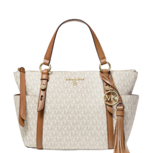 Sullivan Small Logo Top-Zip Tote Bag (Vanilla+Acorn)