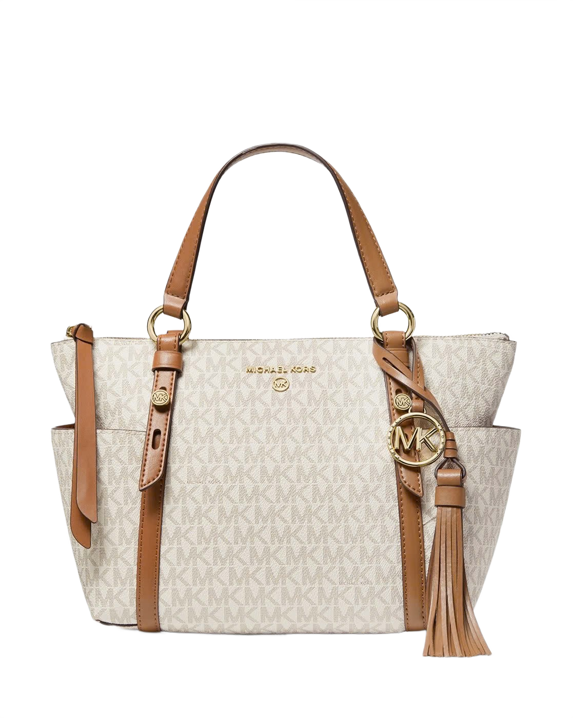 Sullivan Small Logo Top-Zip Tote Bag (Vanilla+Acorn)