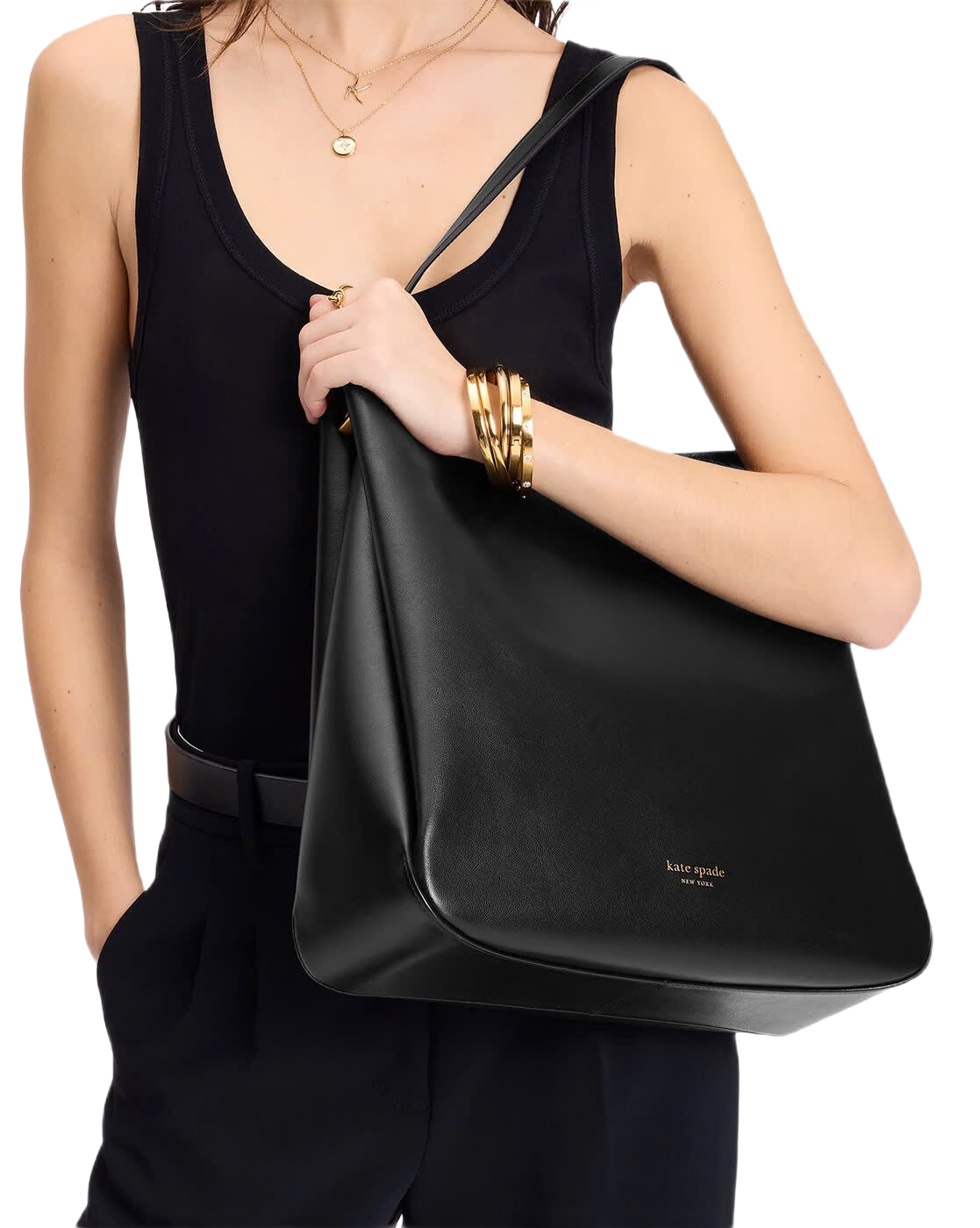 Grace Leather Hobo Bag (Black)